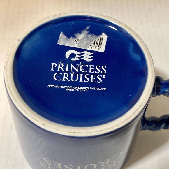 Vintage Princess Cruises Cruise Line Blue Ceramic Coffee Mug Cup Rope Handle - Picture 6 of 12